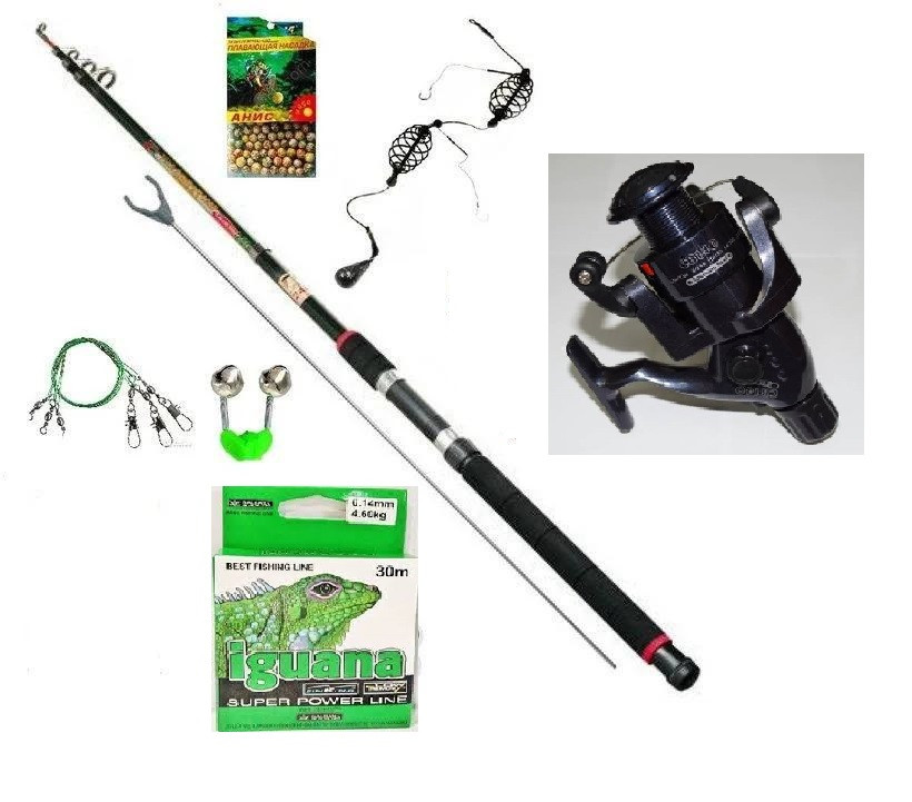 Рибальський набір 8 в 1 Спінінг короповий + котушка + Подарунок! Набір короповий!, фото 1