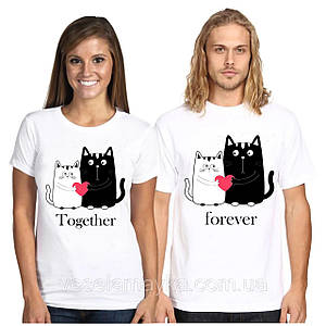 Парні футболки "Котики із серцем"