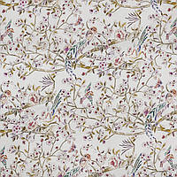 Ткань для штор, римских штор, скатертей и декора цветочный узор на молочном фоне