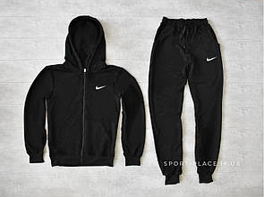 Чоловічий спортивний костюм Nike (Найк) чорний, толстовка з замком , штани, олімпійка (кельми)