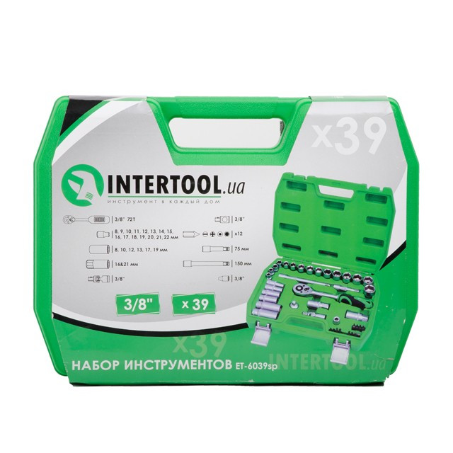 Набір інструменту 39 од. 3/8" Cr-V INTERTOOL ET-6039SP