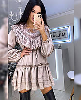 Красива жіноча міні сукня шовк Армані з мереживом і воланами Smf4055, фото 2
