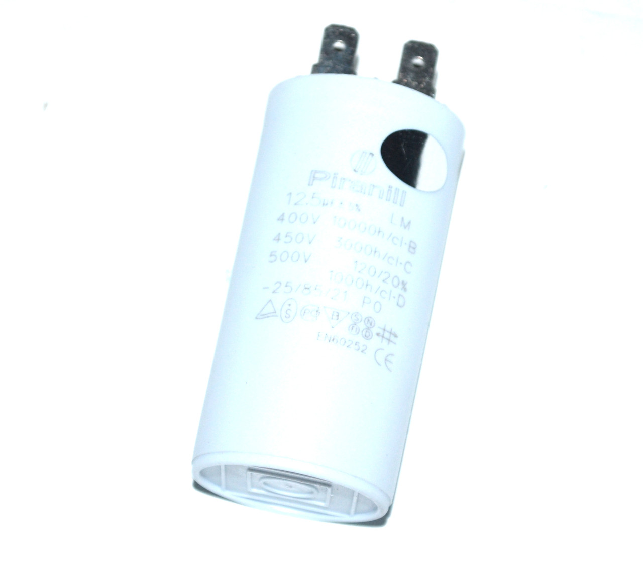 Пуско-робочий конденсатор для пральної машинки 12,5 uF (CBB60,450V,без гайки,чотири клеми)