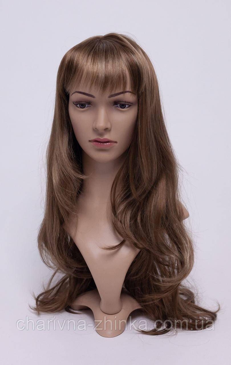 Парик женский длинный волнистый из искусственных волос с челкой, палитра цветов - фото 1 - id-p1114598748