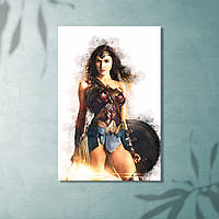 Чудо жінка Картина на полотні Wonder Woman Настінний декор Супергер Диво жинка постер на стелю Холст
