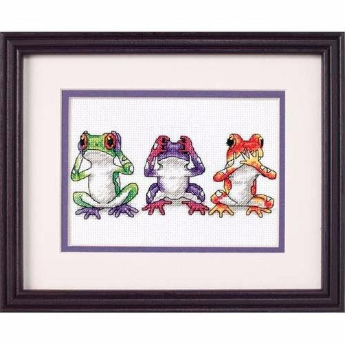 Набір для вишивки хрестом «Тріо жаб» / «Tree Frog Trio» DIMENSIONS