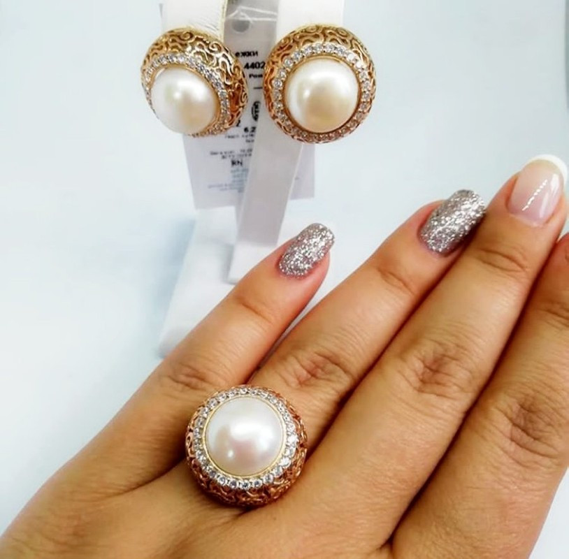 Позолоченое срібна каблучка з перлами Лаура, фото 1