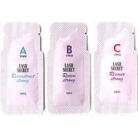 Набір складів АВС для ламінування вій Strong LASH SECRET в сашетках (для жорстких і щільних вій) 0,8 г
