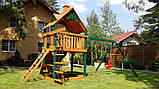Дитячі дерев'яні ігрові майданчики вуличні Люкс-4. Ігровий комплекс з пластиковою гіркою, фото 2