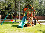 Дитячі дерев'яні ігрові майданчики вуличні Люкс-4. Ігровий комплекс з пластиковою гіркою, фото 3