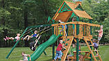 Дитячі дерев'яні ігрові майданчики вуличні Люкс-4. Ігровий комплекс з пластиковою гіркою, фото 4