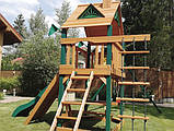 Дитячі дерев'яні ігрові майданчики вуличні Люкс-4. Ігровий комплекс з пластиковою гіркою, фото 5