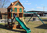 Ігрова майданчик з будиночком "Люкс-5". Дитячий майданчик з дерева для заміського будинку. Гойдалки Будиночок, фото 3