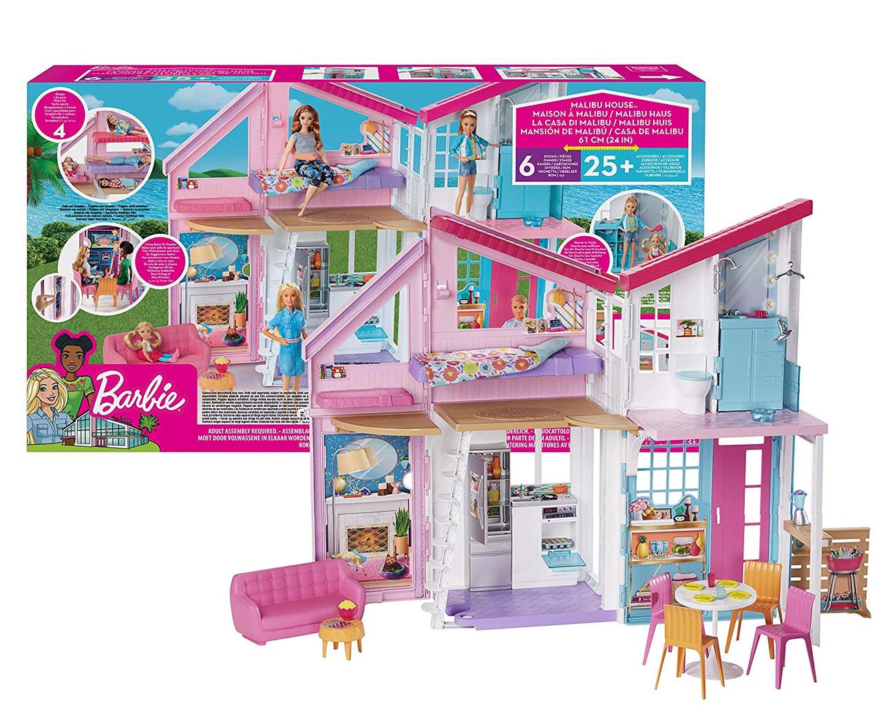Barbie Будиночок Барбі Малібу (Будиночок в Малібу Барбі Набір Mattel Barbie Malibu House FXG57 ДІМ 6 кімнат), фото 1
