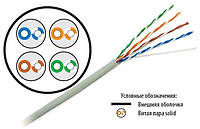 Кабель витая пара UTP кат.5e 4х2, медный, неэкранированный, моножильный (solid), Ø 0,511мм, 305м, внутренний