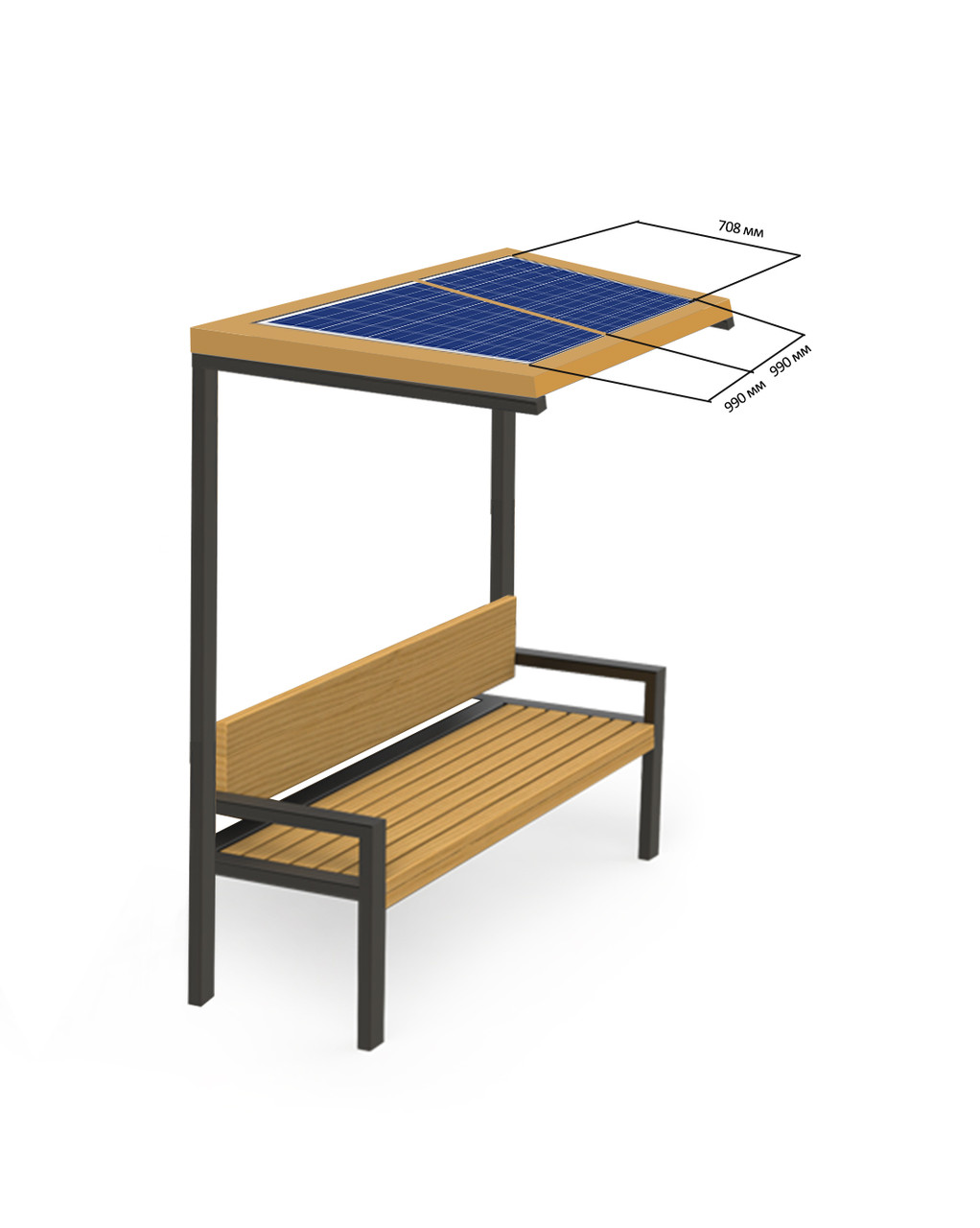 Лава паркова з сонячними панелями Solar panel bench