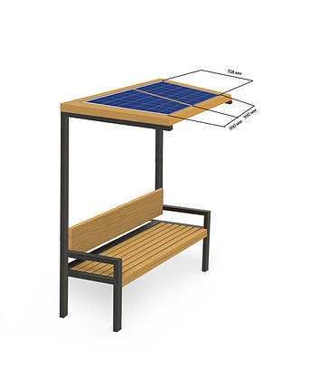 Лава паркова з сонячними панелями Solar panel bench, фото 2