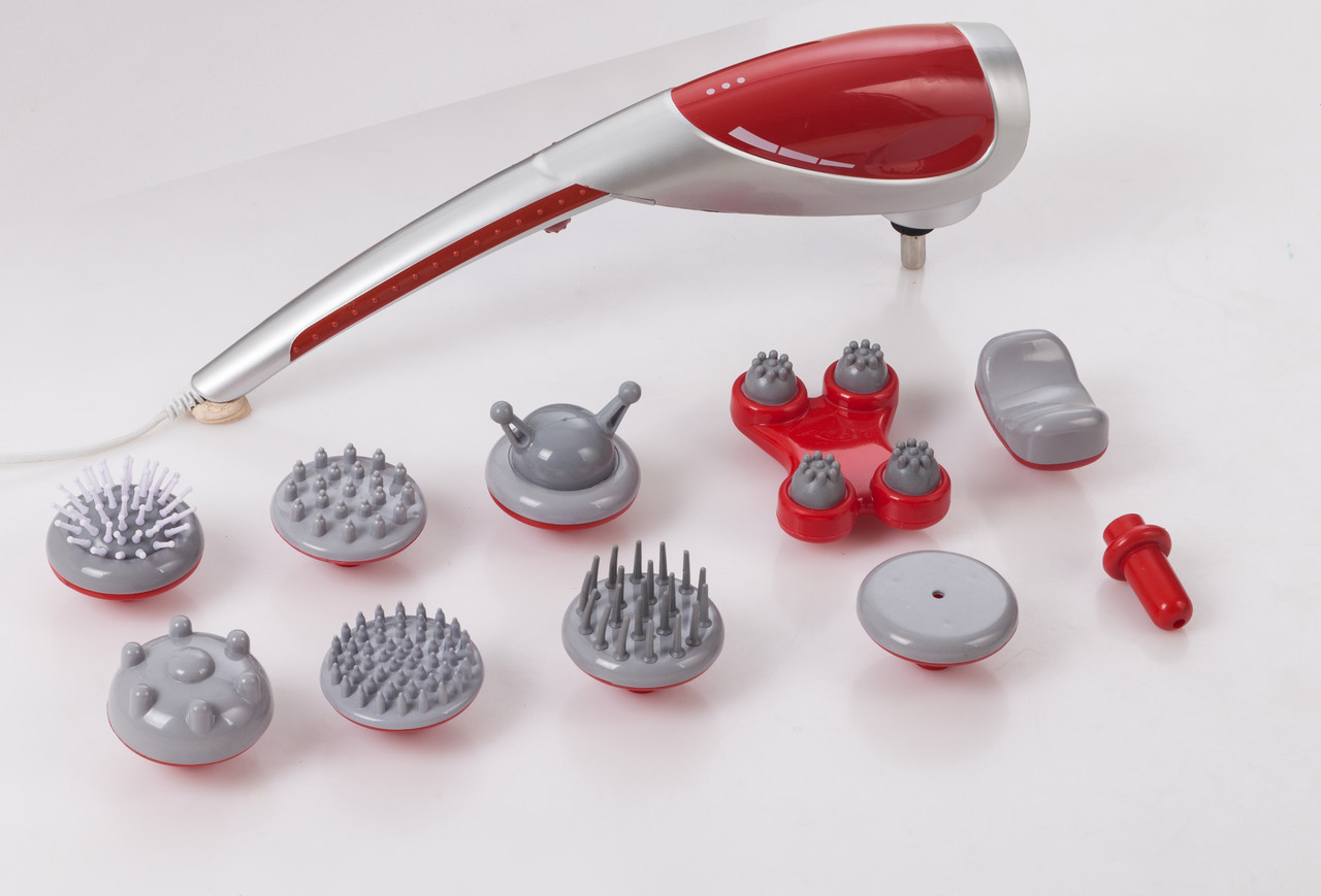 Ручний масажер Zenet ZET-718 універсальний вібромасажер для тіла з 10 насадками