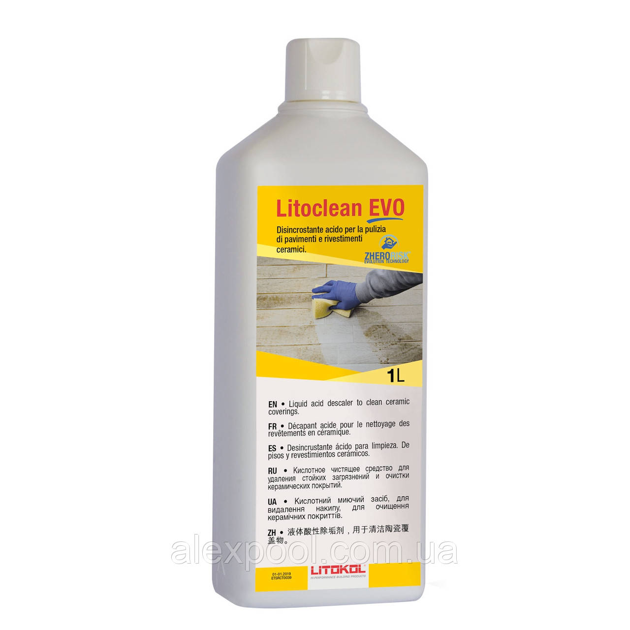 Litokol Litoclean EVO 1л Кислотна рідина для очистки керамічних покриттів на основі кислоти