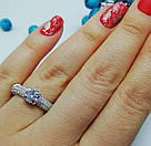 Срібна каблучка, всипана дрібними фіанітами з центральним каменем «Ніжність», фото 2