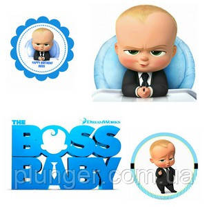 Вафельна картинка для торта "Бос молокосос. Boss baby", прямокутна, (аркуш А4) 5, фото 1