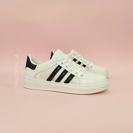 Кросівки білі сітка жіночі в стилі adidas superstar Stan smith адідас літні кеди еко шкіряні, фото 2