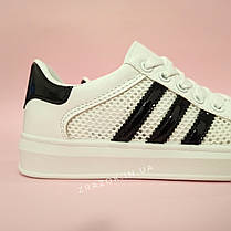 Кросівки білі сітка жіночі в стилі adidas superstar Stan smith адідас літні кеди еко шкіряні, фото 2