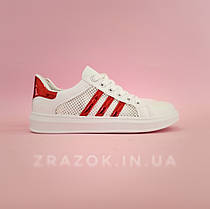 Кросівки білі сітка жіночі в стилі adidas superstar Stan smith адідас літні кеди еко шкіряні, фото 2