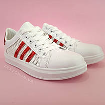 Кросівки білі сітка жіночі в стилі adidas superstar Stan smith адідас літні кеди еко шкіряні, фото 3
