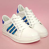 Кросівки білі сітка жіночі в стилі adidas superstar Stan smith адідас літні кеди еко шкіряні хамелеон, фото 3