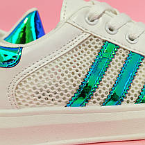 Кросівки білі сітка жіночі в стилі adidas superstar Stan smith адідас літні кеди еко шкіряні хамелеон, фото 2