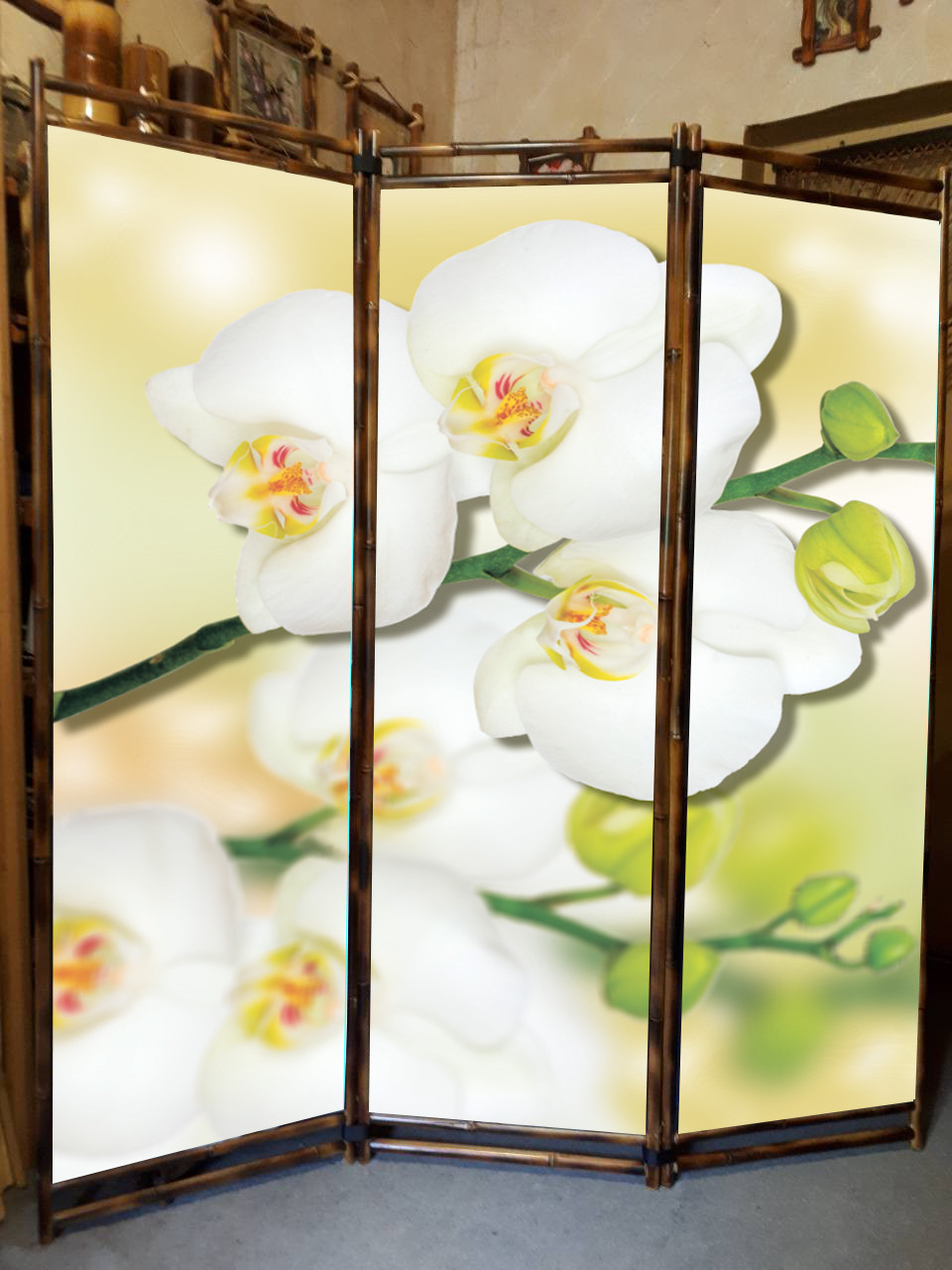 Ширма в офіс "Вітка білої орхідеї" 170х150 см