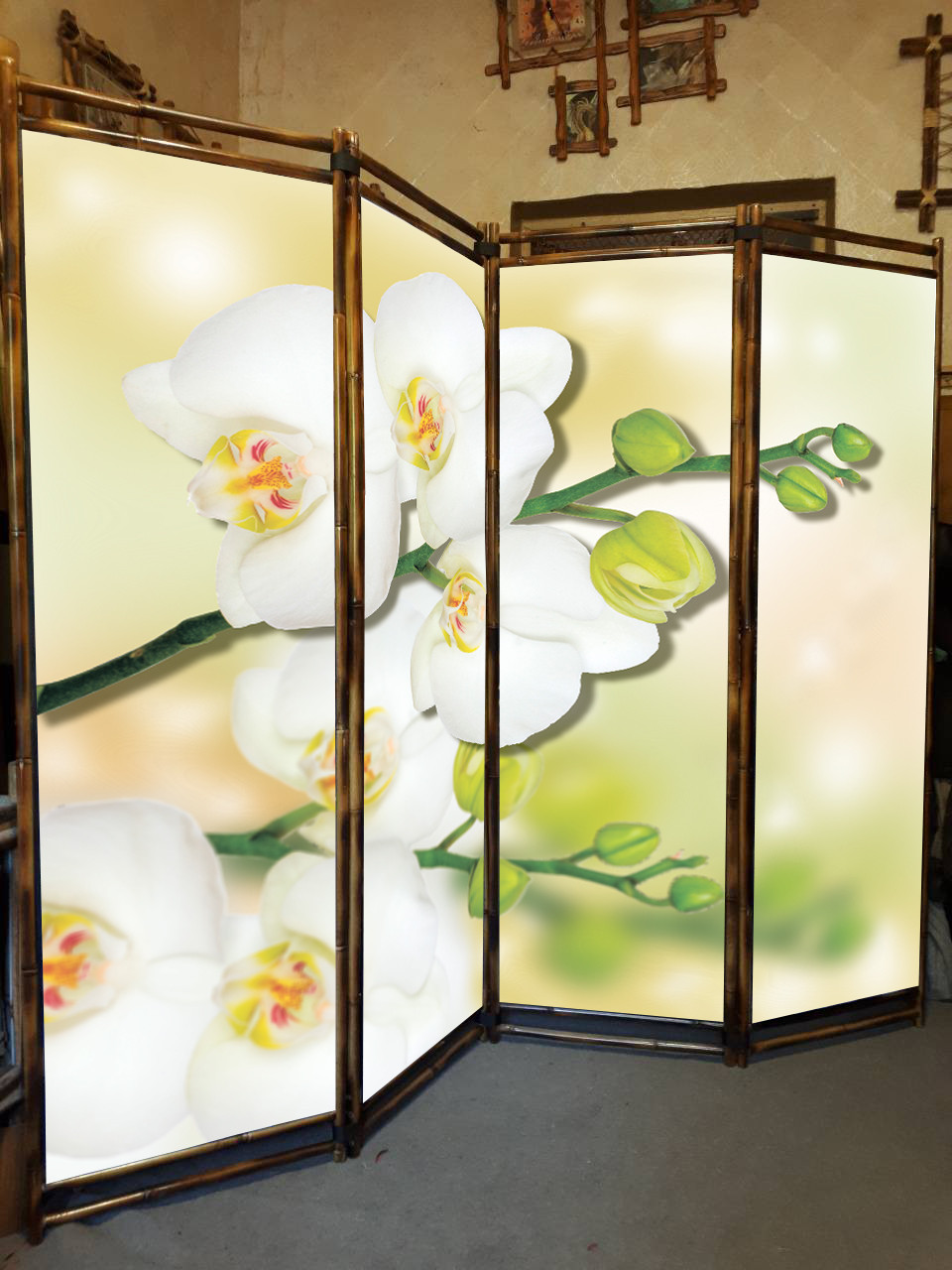 Ширма в офіс "Вітка білої орхідеї" 170х200см