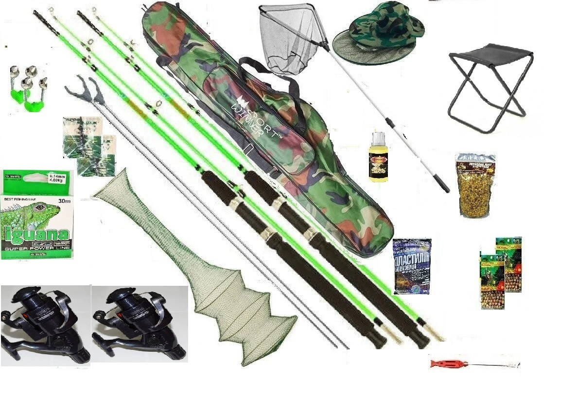 Рибальський набір 17 в 1 Спінінг Крокодил (2 шт.) + котушка Кобра (2 шт.) +Подарок!, фото 1