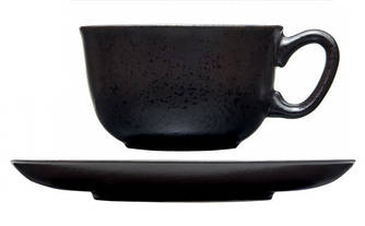 Чашка з блюдцем 280 мл, Чорна (Pro Ceramic) Чорний-бархіт