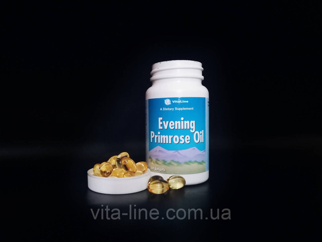 Олія ослінника (Масло примули вечірньої) Evening Primrose Oil ВітаЛайн/VitaLine 100 м'яких капсул, фото 1
