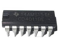 Микросхема CD4011BE логическая ИС, Quad 2-Input NAND Gate (=КР1561ЛА7), [PDIP-14]