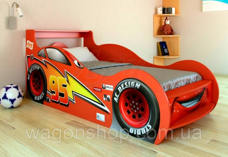 Ліжко дитяче Блискавка Маквін "Тачки" Промінь 80х160 червоний, фото 1