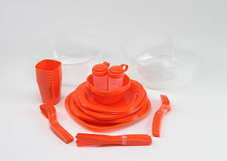 Набір туристичного посуду GreenCamp у кейсі пластик 54 предмети