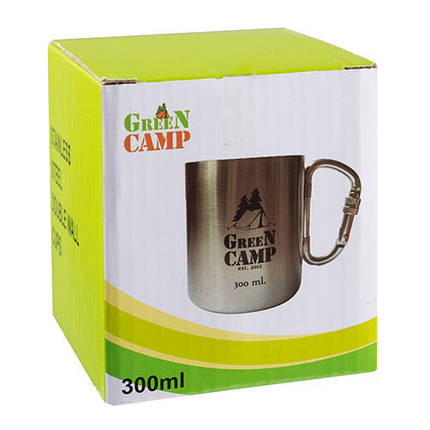 Термокухоль кемпінговий GreenCamp 300 мл ручка карабін кришка, фото 3