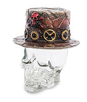 Графин декоративний Капелюх у стилі Стімпанк на скляному черепі Veronese WS-1031