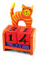 Календарь настольный "Кот" дерево оранжевый (14,5х10х5,5 см)