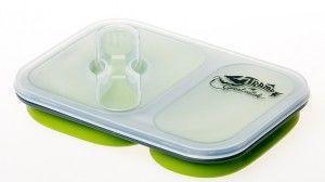 Контейнер на 2 відсіку Tramp TRC-090 900 мл з ловилкой силіконовий Olive (N008771)