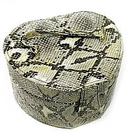 Шкатулка для украшений змеиная кожа "Сердце"черно-серая (13х15х10 см)