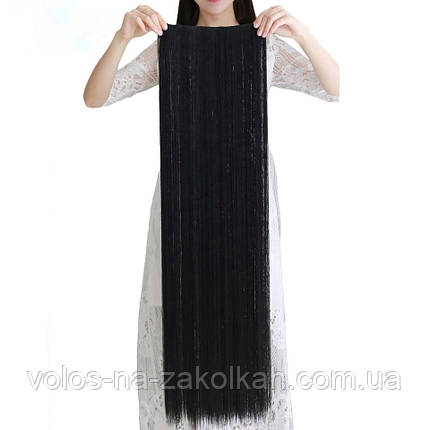 Тресса 100 см довжина волосся на стрічці чорні, довге широке окреме пасмо 80 см, фото 2