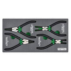 Набір круглогубців для стопорних кілець 4ед. (в ложементі) TOPTULPRO GEA0408