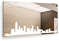 Настенное зеркало с рисунком Гонконг. Прямоугольное без подсветки. Серия зеркал для дома Города мира