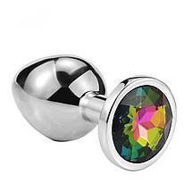 Анальна пробка S 2.8 см металева з каменем Swaronski Crystal Plug медична сталь, фото 2