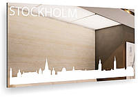 Настенное зеркало с рисунком Стокгольм. Прямоугольное без подсветки. Серия зеркал для дома Города мира