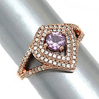 Каблучка XР. Позолота ЧВ. Камені: білий та фіолетовий циркон. Є: 17р 18р 20р